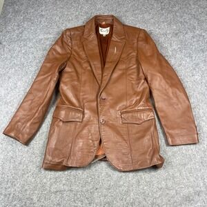 VTG Scully Jacket Mens 38 Brown Leather Western Blazer Sport Coat Frontier Flaws